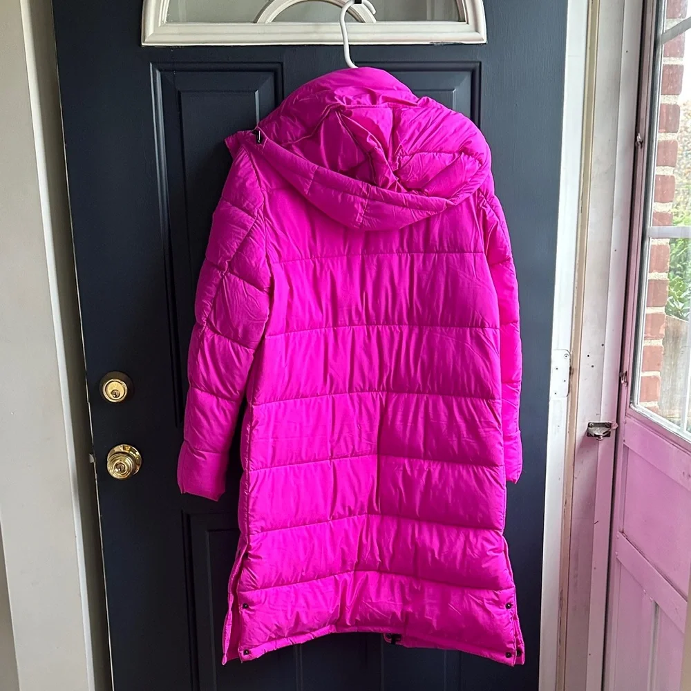 BCBG Bold Pink Long Puffer Coat - Picture 6 of 6